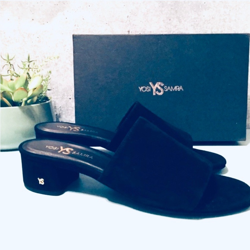 Yosi Samra Drea Black Heeled Mule Sandal Size 11